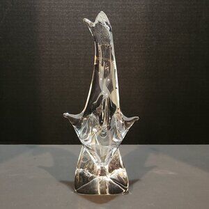 Vintage Kristaluxus Solid Lead Crystal Art Glass Shark Sculpture John Riekes